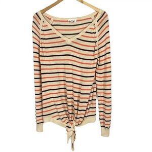 THML Tie Front Striped Sweater